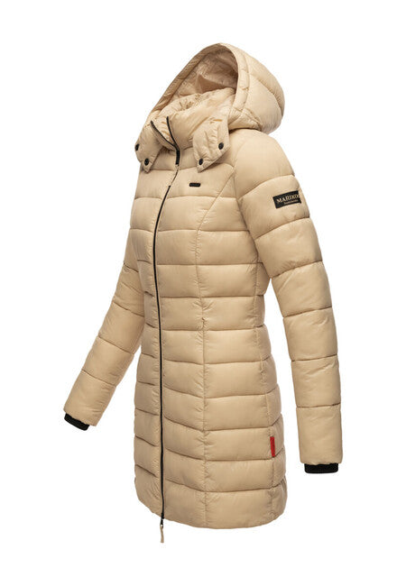 Marikoo Abendsternchen cappotto trapuntato da donna con cappuccio, beige