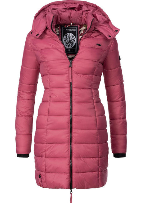 Marikoo Abendsternchen cappotto trapuntato da donna con cappuccio, berry