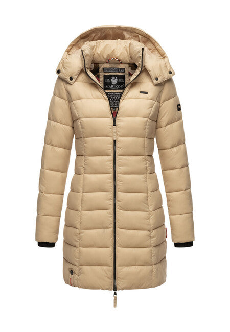 Marikoo Abendsternchen cappotto trapuntato da donna con cappuccio, beige