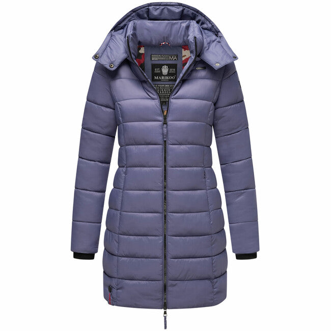 Marikoo Abendsternchen cappotto trapuntato da donna con cappuccio, blu violetto