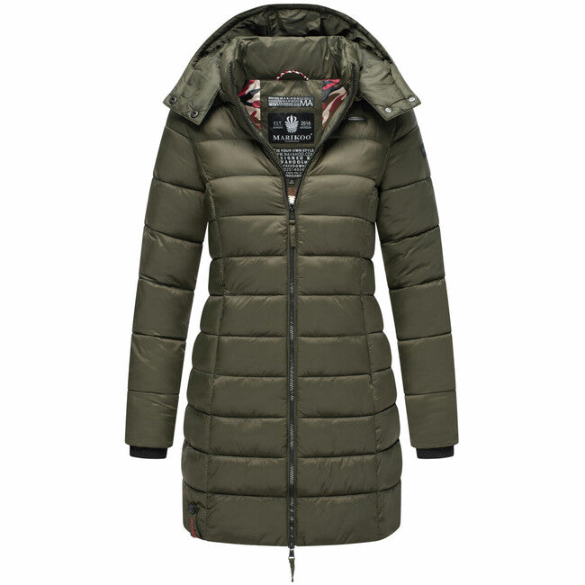 Marikoo Abendsternchen cappotto trapuntato da donna con cappuccio, oliva