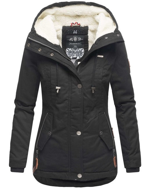 Marikoo BIKOO giacca invernale da donna con cappuccio, nera
