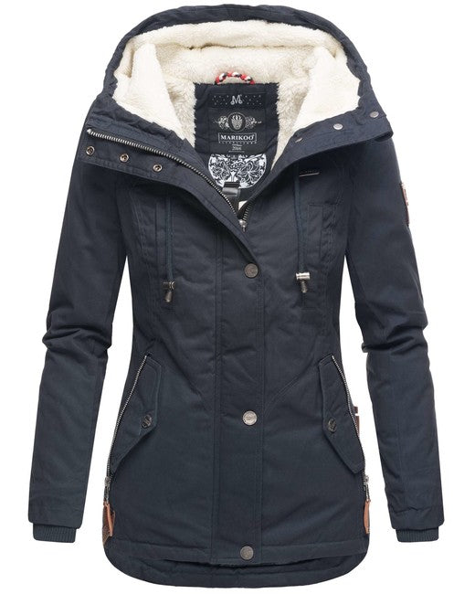 Marikoo BIKOO giacca invernale da donna con cappuccio, navy