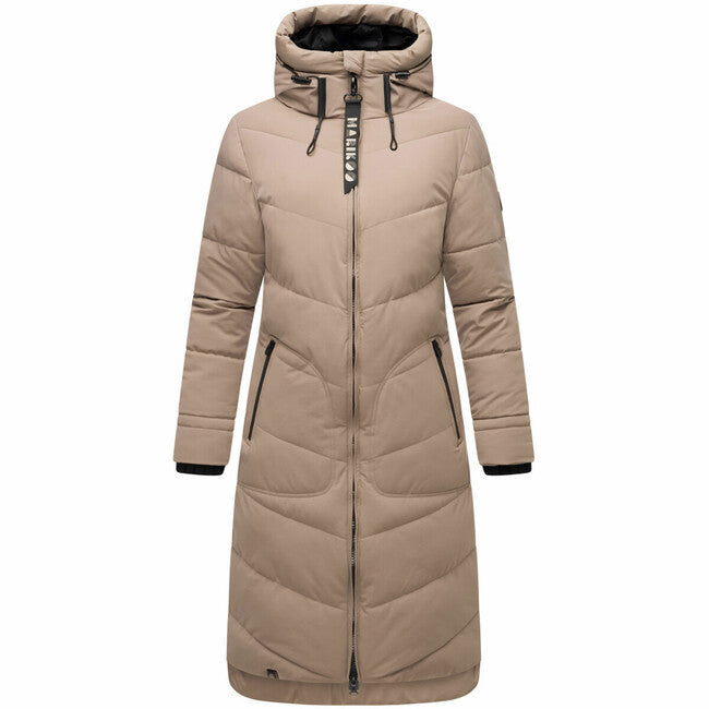 Marikoo Benikoo giacca invernale lunga da donna, taupe grey