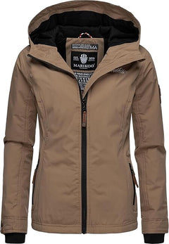 Marikoo Brombeere women's transitional jacket with hood, Taupe