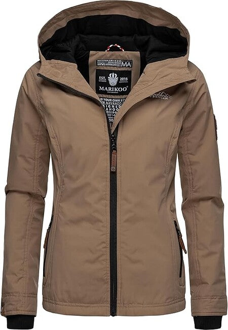 Marikoo Brombeere giacca transitoria da donna con cappuccio, taupe