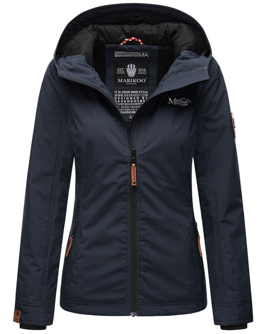 Marikoo BROMBEERE giacca da donna per mezza stagione con cappuccio, blu navy
