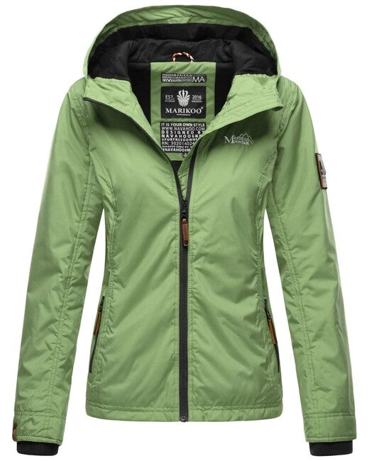 Marikoo Brombeere giacca da donna di transizione con cappuccio, verde