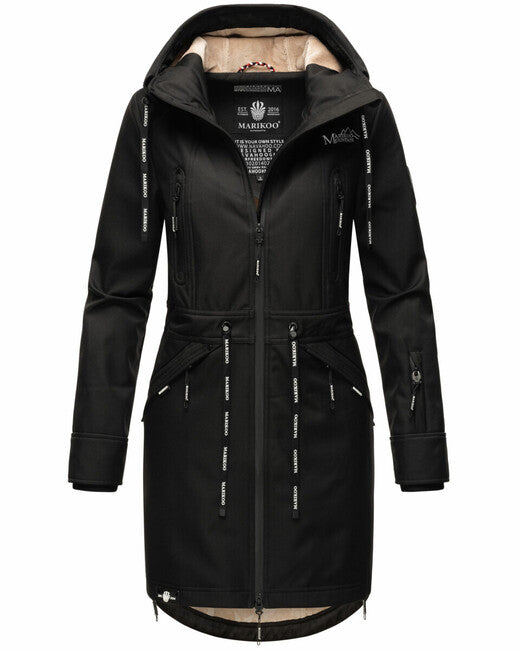 Marikoo Racquelle giacca softshell da donna con cappuccio, nera