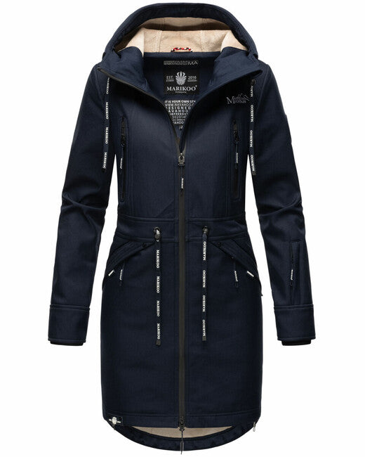Marikoo Racquelle giacca softshell da donna con cappuccio, navy