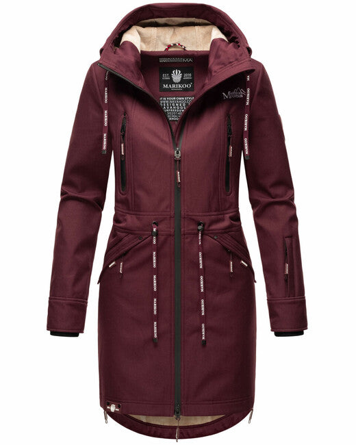 Marikoo Racquelle giacca softshell da donna con cappuccio, vino