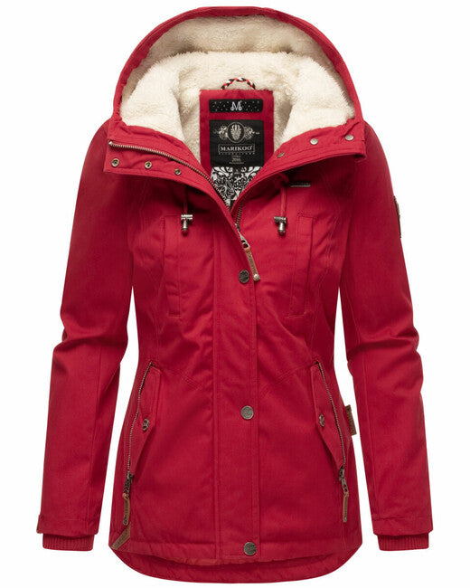 Marikoo Bikoo giacca invernale da donna con cappuccio, rosso scuro
