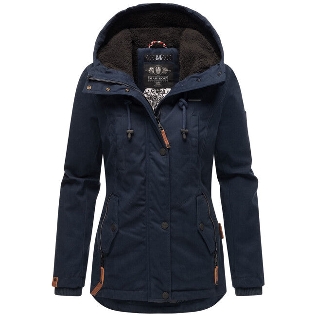Marikoo Bikoo giacca invernale da donna con cappuccio, blu navy/nero