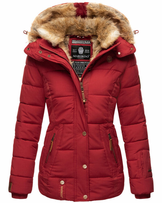 Marikoo Nekoo giacca invernale da donna con cappuccio, rosso scuro
