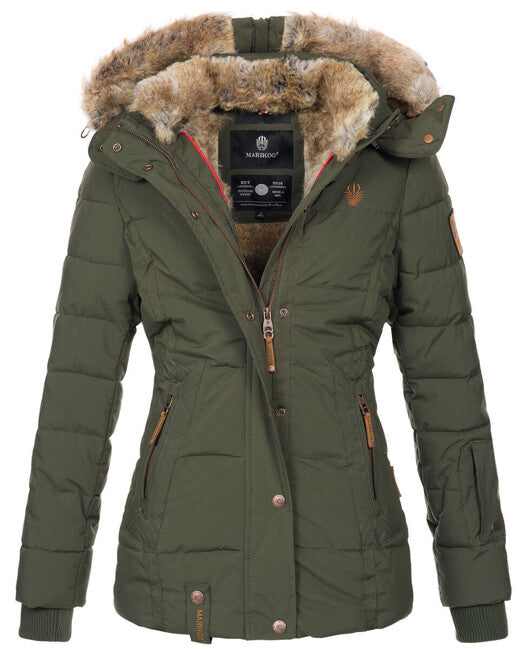Marikoo Nekoo giacca invernale da donna con cappuccio, oliva