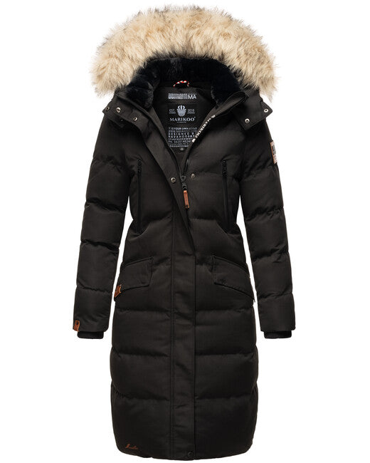 Marikoo Schneesternchen giacca invernale da donna con cappuccio, nera