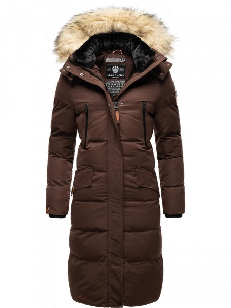 Marikoo Schneesternchen giacca invernale da donna con cappuccio, dark choco
