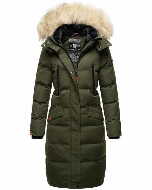 Marikoo Schneesternchen giacca invernale da donna con cappuccio, oliva