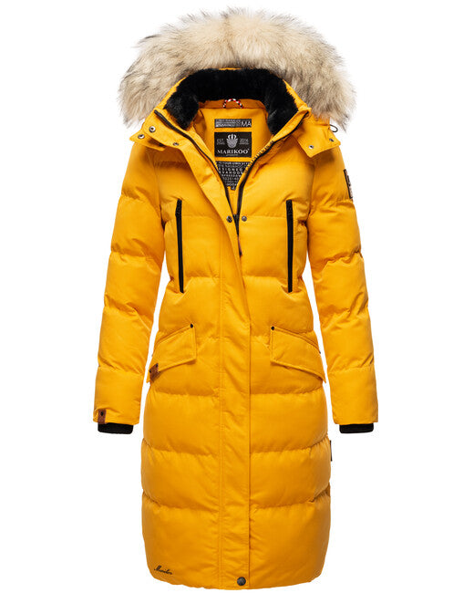 Marikoo Schneesternchen giacca invernale da donna con cappuccio , gialla
