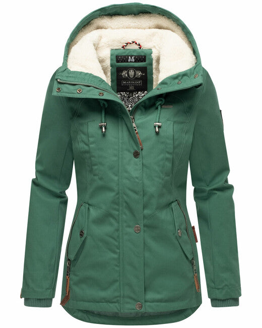 Marikoo Bikoo parka invernale da donna con cappuccio, verde polvere