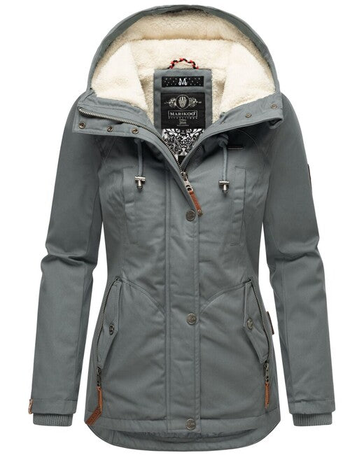 Marikoo Bikoo parka invernale da donna con cappuccio, blu tempesta