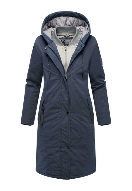 Marikoo Ledalaa parka invernale da donna con cappuccio, blu marino