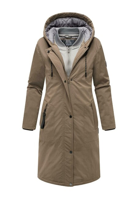 Marikoo Ledalaa parka invernale da donna con cappuccio, marrone pietra