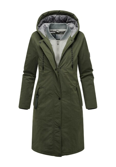 Marikoo Ledalaa parka invernale da donna con cappuccio, oliva scura