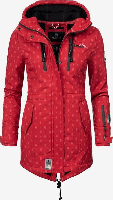 Marikoo Zimtzicke Giacca invernale softshell da donna con cappuccio, rossa w. P