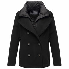 Marikoo Aylaraa cappotto corto da donna con collo staccabile, nero