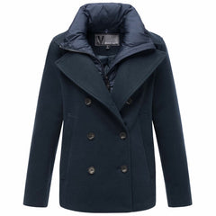 Marikoo Aylaraa cappotto corto da donna con collo staccabile, Navy