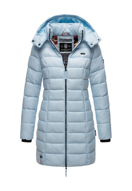 Marikoo Abendsternchen cappotto trapuntato da donna con cappuccio, azzurro