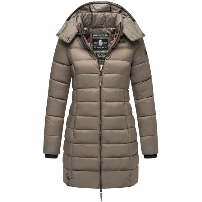 Marikoo Abendsternchen cappotto trapuntato da donna con cappuccio, marrone pietra