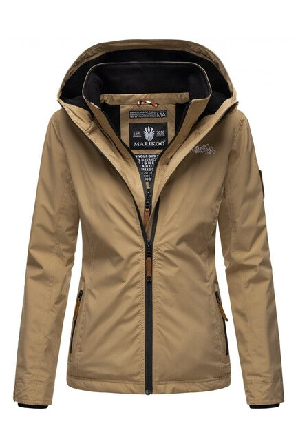 Marikoo ERDBEERE giacca transitoria da donna con cappuccio, taupe
