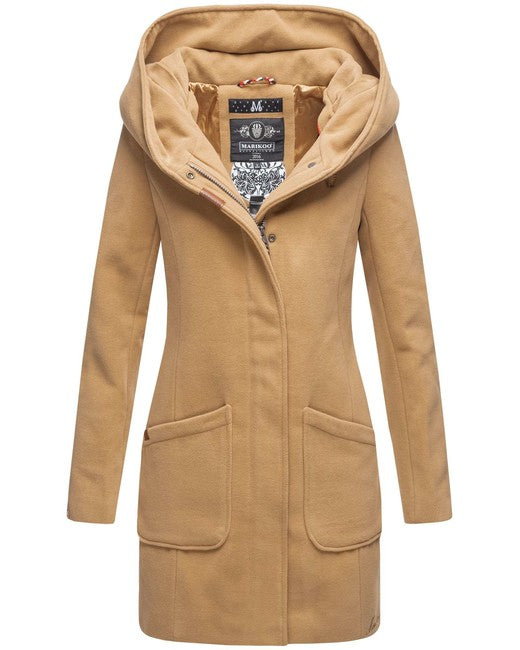 Marikoo MAIKOO cappotto invernale da donna con cappuccio, beige