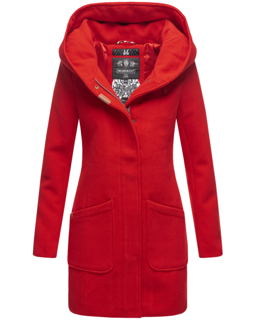 Marikoo MAIKOO cappotto invernale da donna con cappuccio, rosso