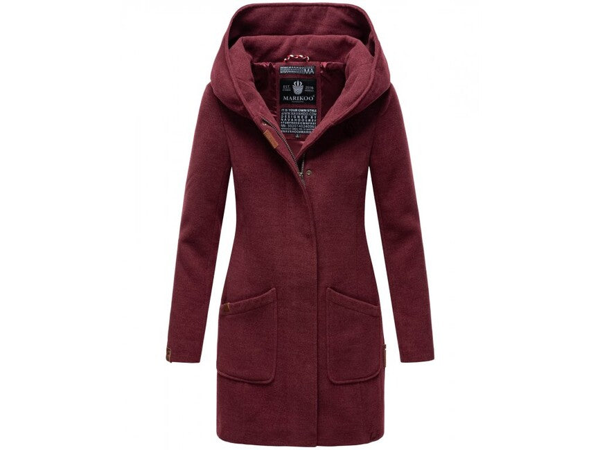 Marikoo MAIKOO cappotto invernale da donna con cappuccio, rosso scuro