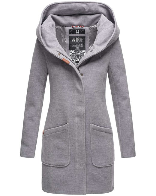 Marikoo Maikoo cappotto invernale da donna con cappuccio, grigio