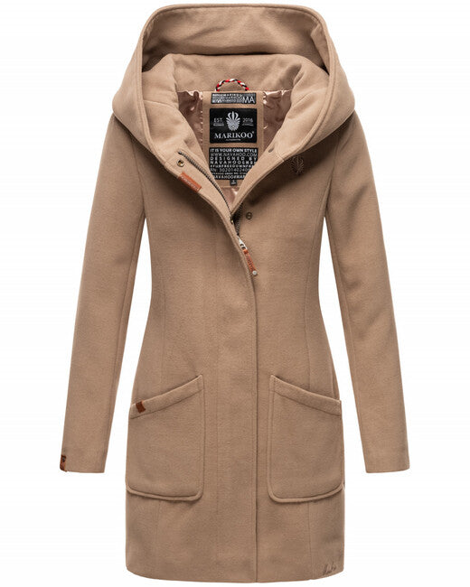 Marikoo MAIKOO cappotto invernale da donna con cappuccio, grigio tortora