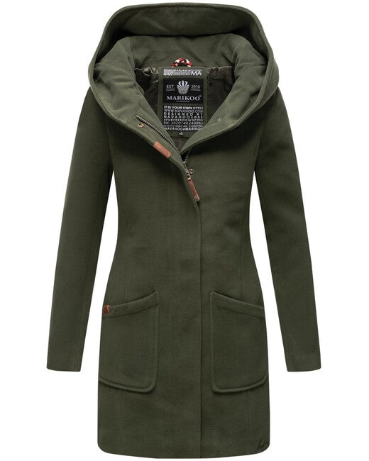 Marikoo Maikoo cappotto invernale da donna con cappuccio, verde