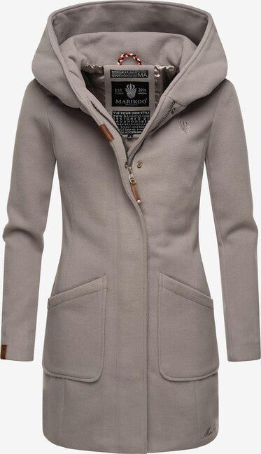 Marikoo MAIKOO cappotto invernale da donna con cappuccio, grigio zinco