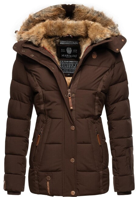 Marikoo Nekoo giacca invernale da donna con cappuccio, dark choco