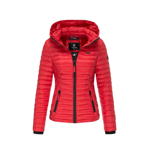 Marikoo Samtpfote giacca transitoria con cappuccio da donna, rossa
