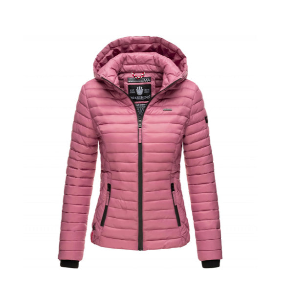 Marikoo Samtpfote giacca transitoria da donna con cappuccio, rosa scuro