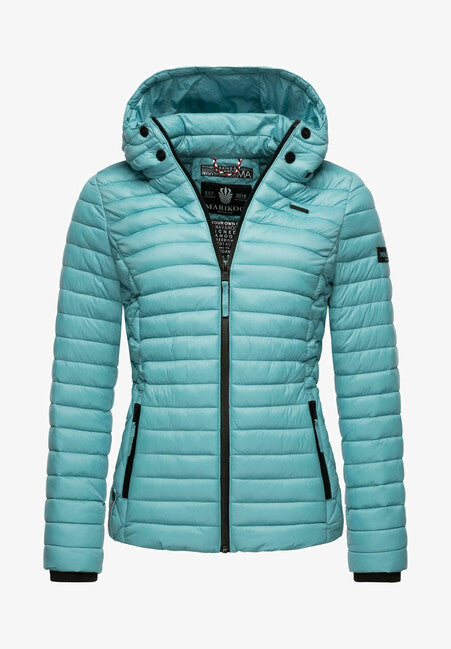 Marikoo Samtpfote giacca transitoria da donna con cappuccio, blu scuro