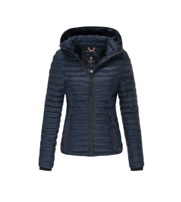 Marikoo Samtpfote giacca transitoria da donna con cappuccio, navy