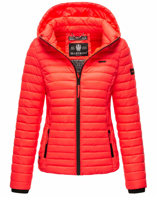 Marikoo Samtpfote giacca transitoria da donna con cappuccio, corallo neon