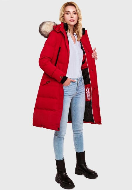 Marikoo Schneesternchen giacca invernale da donna con cappuccio, rossa sangue