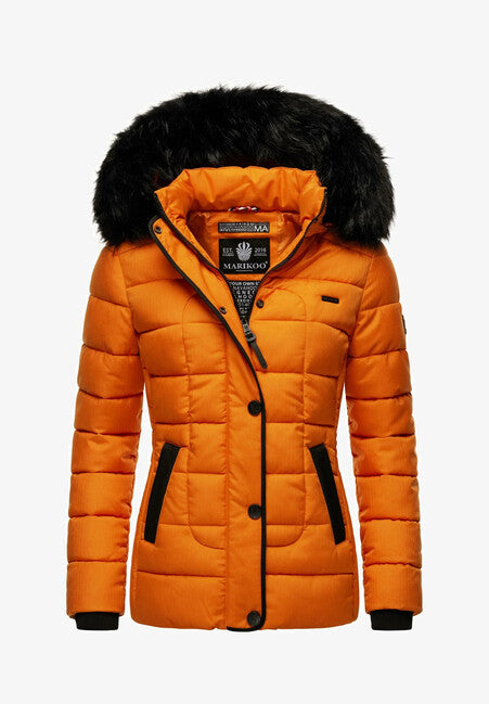 Marikoo Unique giacca invernale da donna con cappuccio, arancione bruciato