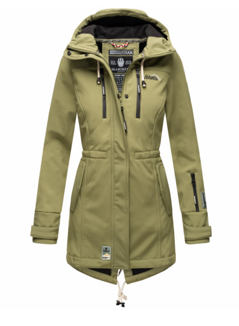 Marikoo ZIMTZICKE giacca invernale softshell da donna con cappuccio, oliva